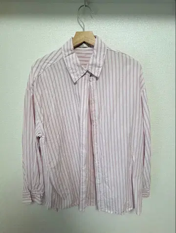 El mar 코튼 오버 스트라이프 셔츠 핑크