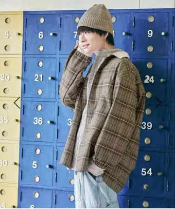 니코앤드 메이크 스태프 료타 절개 체크 셔츠 BIG