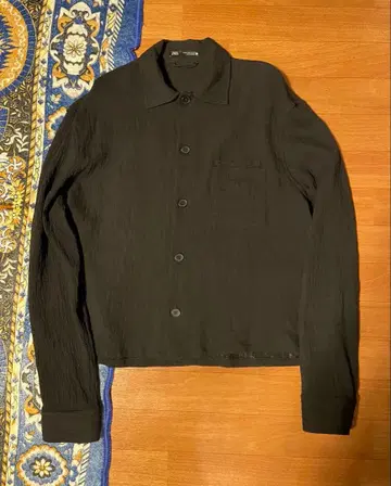 ZARA 자카드 리프 셔츠 자켓 M 사이즈 블랙