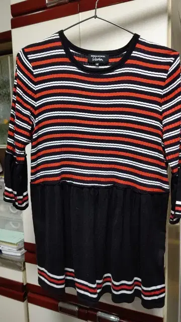 SONIARYKIEL 상의 티셔츠 7부 소매 무릎 위 기장 리브