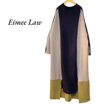 Eimee Law 컬러 블록 니트 원피스 네이비 에이미 로우
