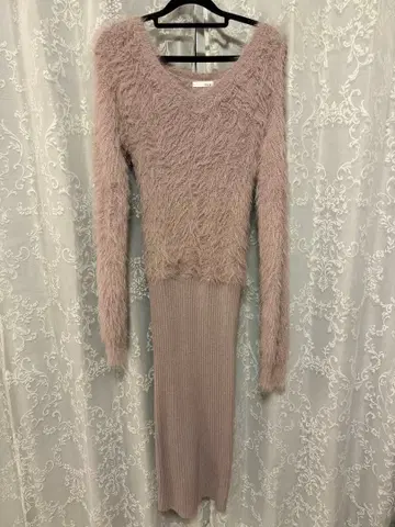 RESEXXY 긴팔 샤기 니트 원피스