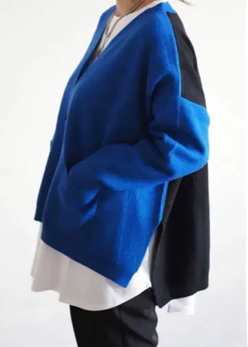 ANIECA 바이컬러 니트 가디건