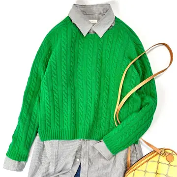 미사용급 투모로우랜드 맥피 캐시미어 혼방 케이블 크루넥 니트