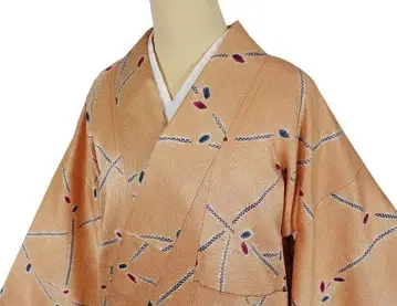 코몬 이중 기모노 기하학 패턴 본 쥐어짜기 무늬 순수 실크 12185