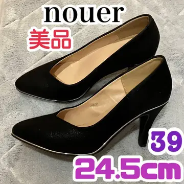 새상품급 nouer 블랙 펌프스 스웨이드 하이힐 24.5 39