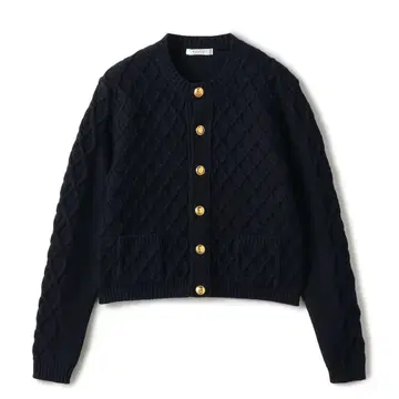 [ 미사용 ] MACPHEE 하이브리드 코튼 케이블 크루넥 가디건