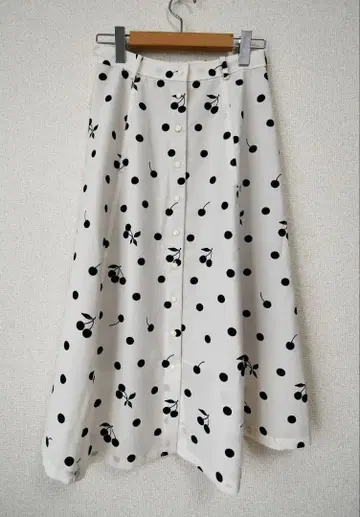 [ IENA ] 플레어 스커트 도트 체리 패턴