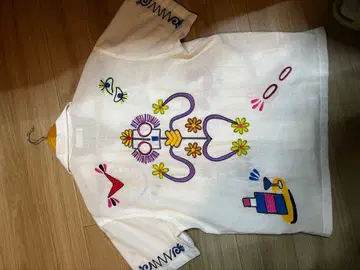 컬러풀 자수 반팔 셔츠