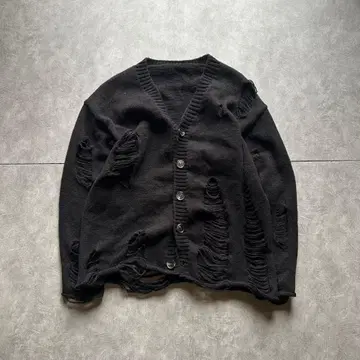 그런지 데미지 니트 가디건 y2k 블랙