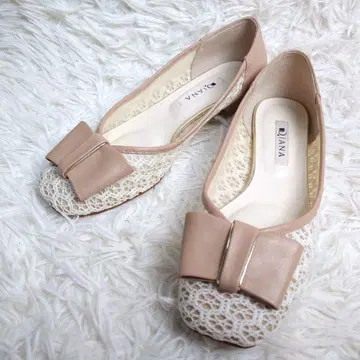 [ 새상품급 ] 다이애나 펌프스 플랫슈즈 리본 베이지 23.5cm