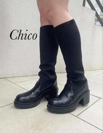 새상품 Chico 삭스 롱 청키 부츠/S