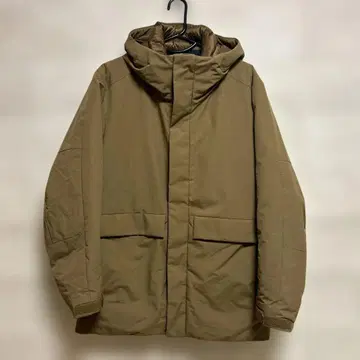 유니클로 하이브리드 다운 브라운 후드 부착 다운 자켓