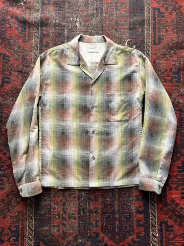 1960년대 60s 타운 크라프트 프린트 플란넬 셔츠 옴브레
