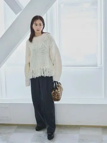 BEAUTY&YOUTH 아이러닝 프린지 니트 풀오버