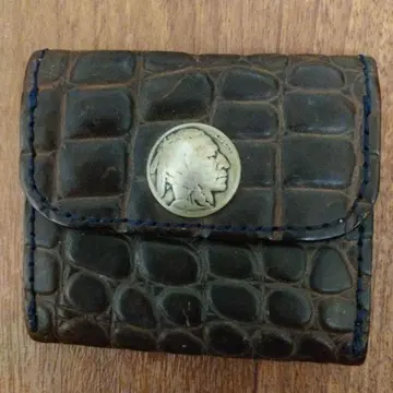 코인 케이스 동전 지갑 악어 엠보싱 다크 브라운 크로커다일 패턴 가죽