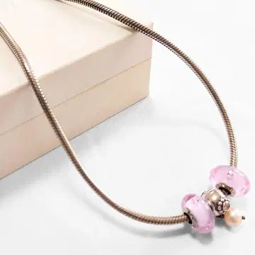 판도라 PANDORA 실버 목걸이 핑크 비즈 참