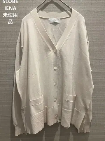 [ 미사용품 ] SLOBE IENA 아이스 코튼 V넥 가디건 내추럴