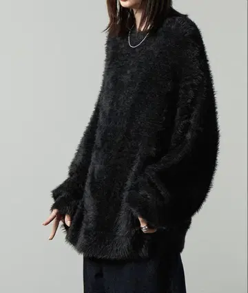 퍼풍 오버사이즈 니트 블랙