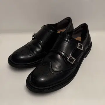 [ 새상품급 ] 블랙 가죽 더블 몽크 스트랩 신발