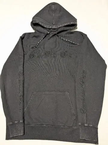 LEFLAH 장미 자수 후드 맨투맨 페이드 가공