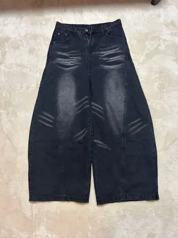 Siletto 블랙 와이드 팬츠 데미지 가공