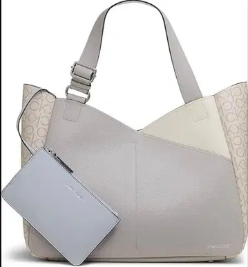 Calvin Klein 가죽 파우치 포함 더블 핸들 숄더 토트