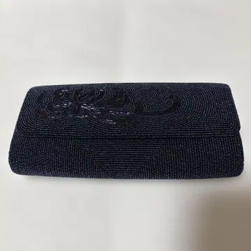 네이비 총 비즈 자수 클러치백 일본 의류 서양 의류