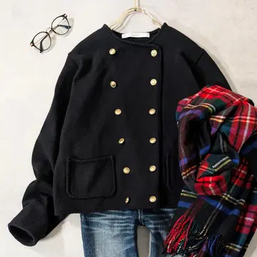 새상품급 프레임워크 니트W 자켓 골드 버튼 23 모델 블랙