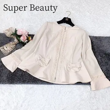 [슈퍼 뷰티] [L] 노카라 자켓 리본 페플럼