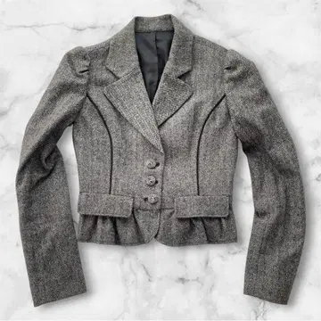 PEYTON PLACE 트위드 페플럼 자켓 그레이 5호