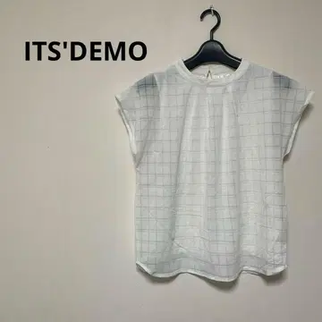 ITS'DEMO 이츠데모 [ F ] 화이트 체크 무늬 슬리브리스 셔츠