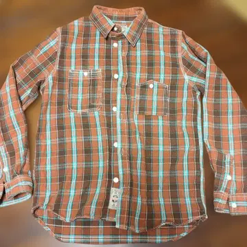 APPUREAM 브라운 터콰이즈 체크 플란넬 셔츠 L 사이즈