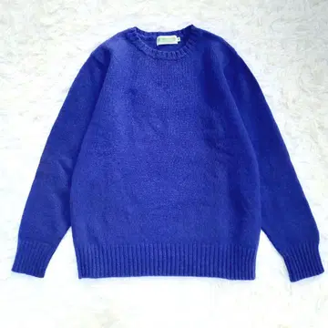 프릭스스토어 크루넥 니트 스웨터 울 100% 블루 38