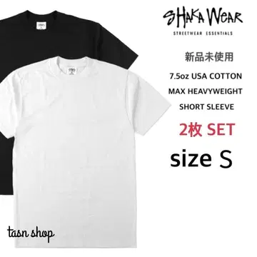 [샤카 웨어] 새상품 맥스 헤비웨이트 무지 티셔츠 화이트 블랙 S 2장