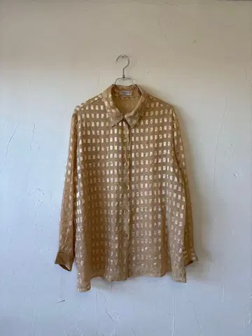 90s USA제 notations 골드 체크 셔츠 구제 의류