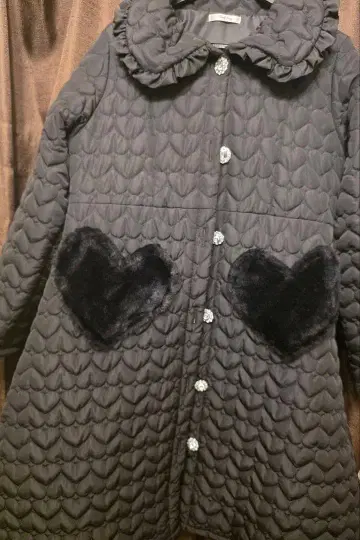 [ 시마무라 ] 진백 앨리스 하트 퀼팅 코트 블랙