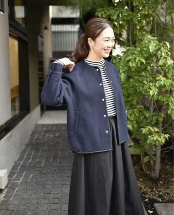 OURHOME 파이핑 사용 노카라 자켓