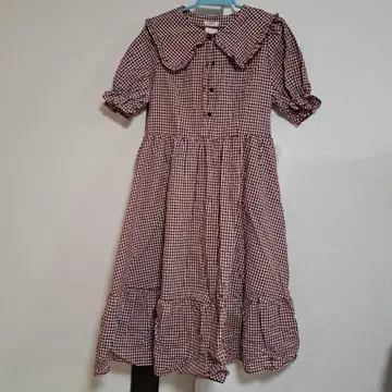 아오키 미사코 시마무라 원피스 깅엄 체크 레드 빨간색 빅 사이즈