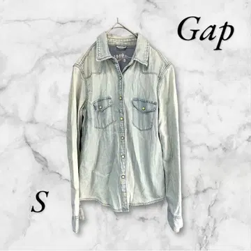 갭 데님 셔츠 자켓 앞 버튼 소매 버튼 얇은 소재 캐주얼
