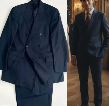 [ 새상품급 ] HUGO BOSS 네이비 핑ST 더블 브레스트 셋업 수트