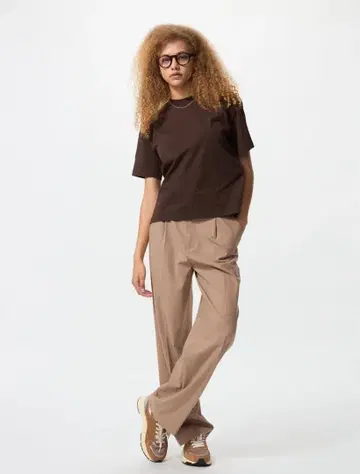 턱 와이드 팬츠 베이지 유니클로 긴 길이