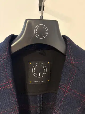 [새상품급] T-JACET 테일러드 자켓 네이비 레드 체크 무늬 L