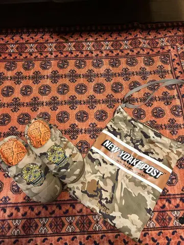 카모 패턴 스컬 자수 샌들 숄더백 포함 26~27.5cm