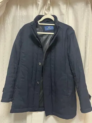 [이것은 출근 시 따뜻한] 네이비 남성용 스탠드 카라 코트