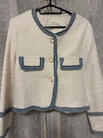 DHORIC 노카라 자켓 화이트/블루 데님