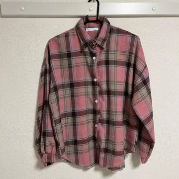 핑크 계열 체크 플란넬 셔츠 F 사이즈