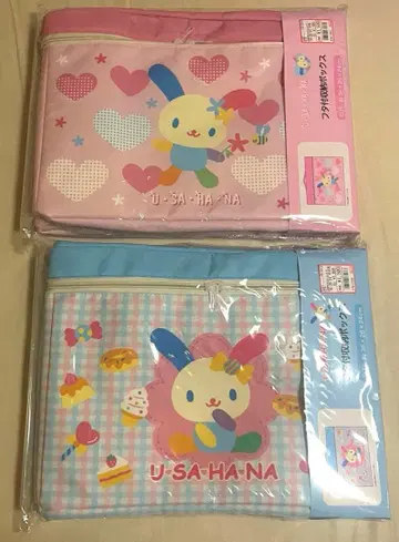 산리오 우사하나 아베일 뚜껑 포함 수납 박스 핑크 블루 2세트