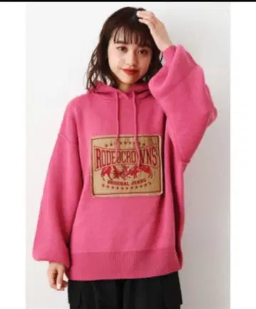 한정판 데님 라벨 니트 후드티