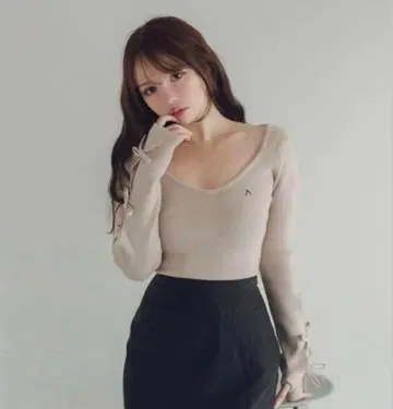 andmary Mei ribbon tops beige